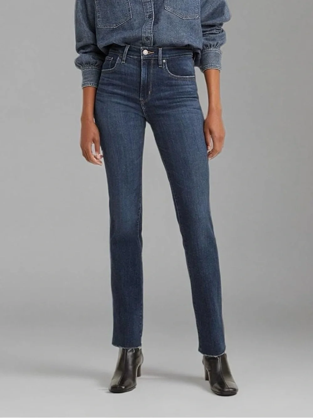 Levi's Women's 724 High Rise Straight Jeans 33 dark indigo - Picture 2 of 5